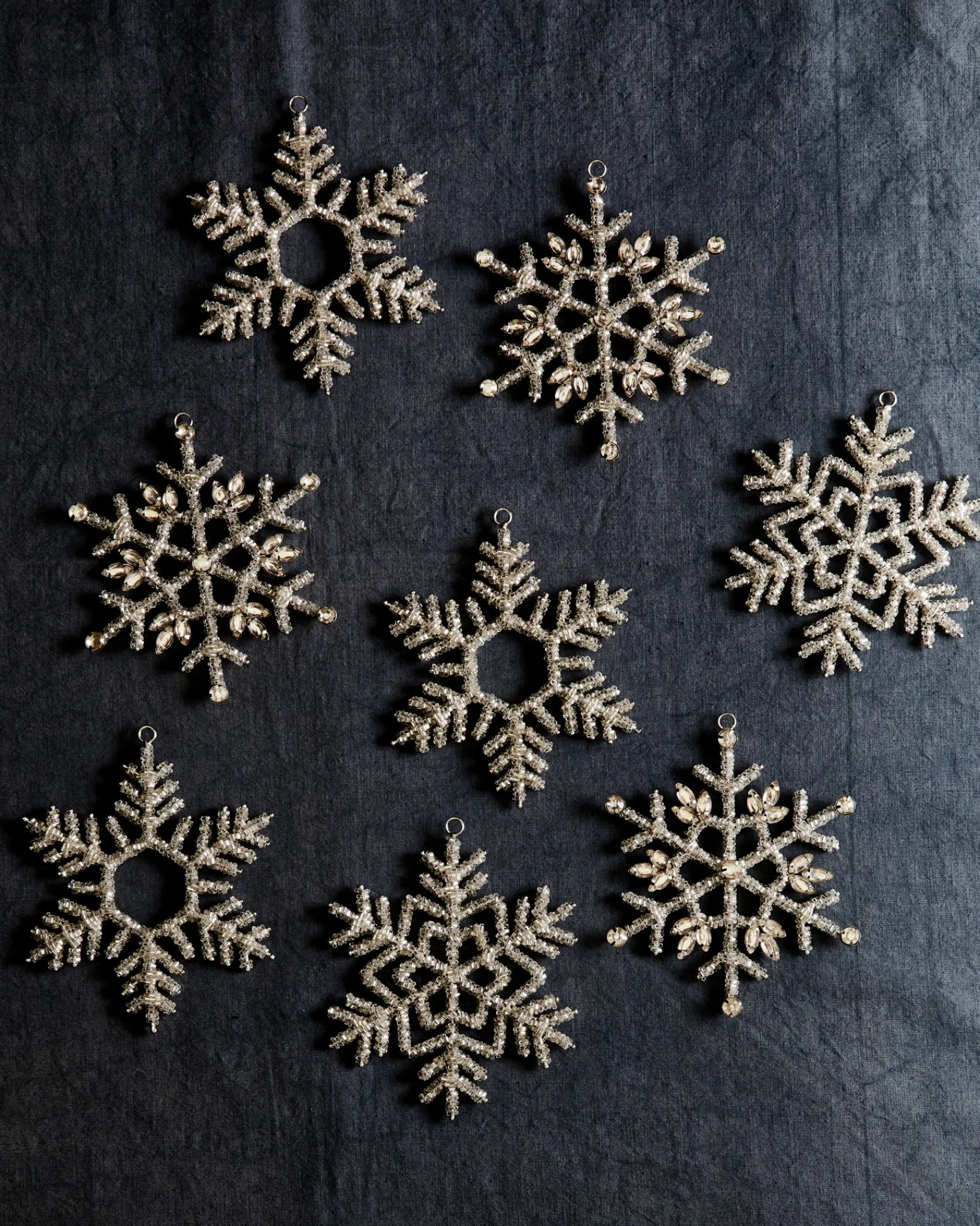Beaded Snowflake Christmas Ornament Collection Ornaments