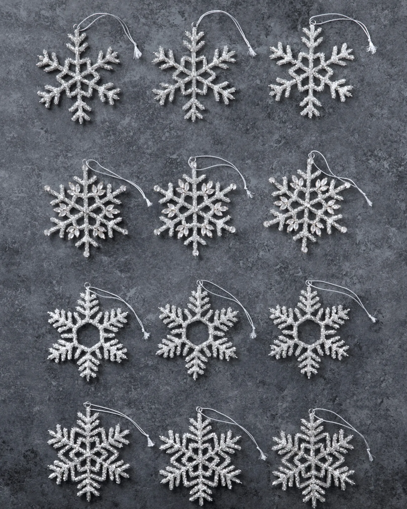 Beaded Snowflake Christmas Ornament Collection Ornaments