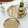 New Brushed Brass Serving Trays Platters & Drinkware