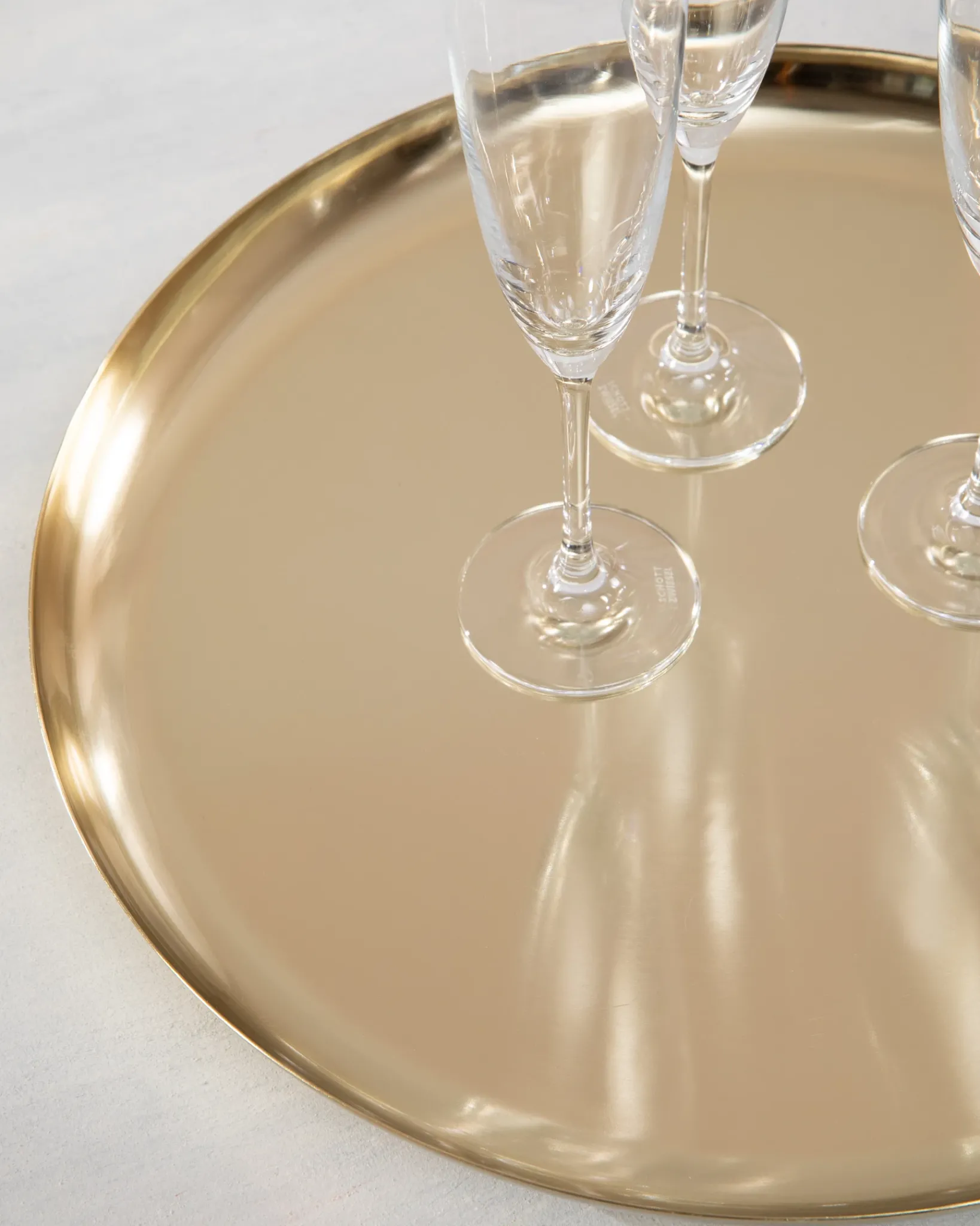 New Brushed Brass Serving Trays Platters & Drinkware