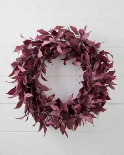 Clearance Burgundy Leaves Foliage Wreaths|Outdoor Safe