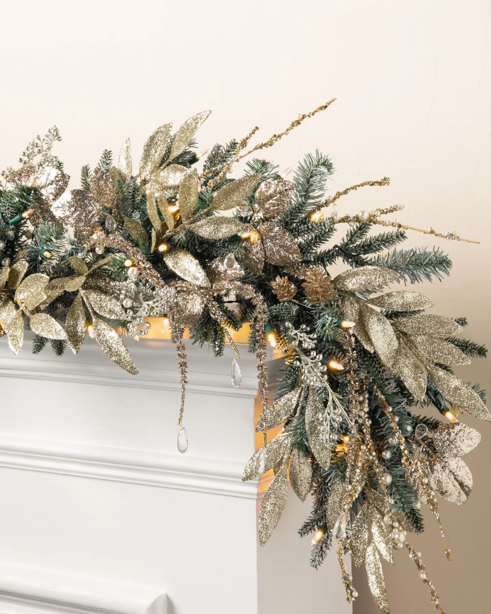 Sale Champagne And Crystal Foliage Pre-Lit|5 - 7 Feet