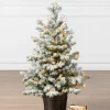 Frosted Yukon Spruce Artificial Potted Christmas Trees Outdoor Safe
