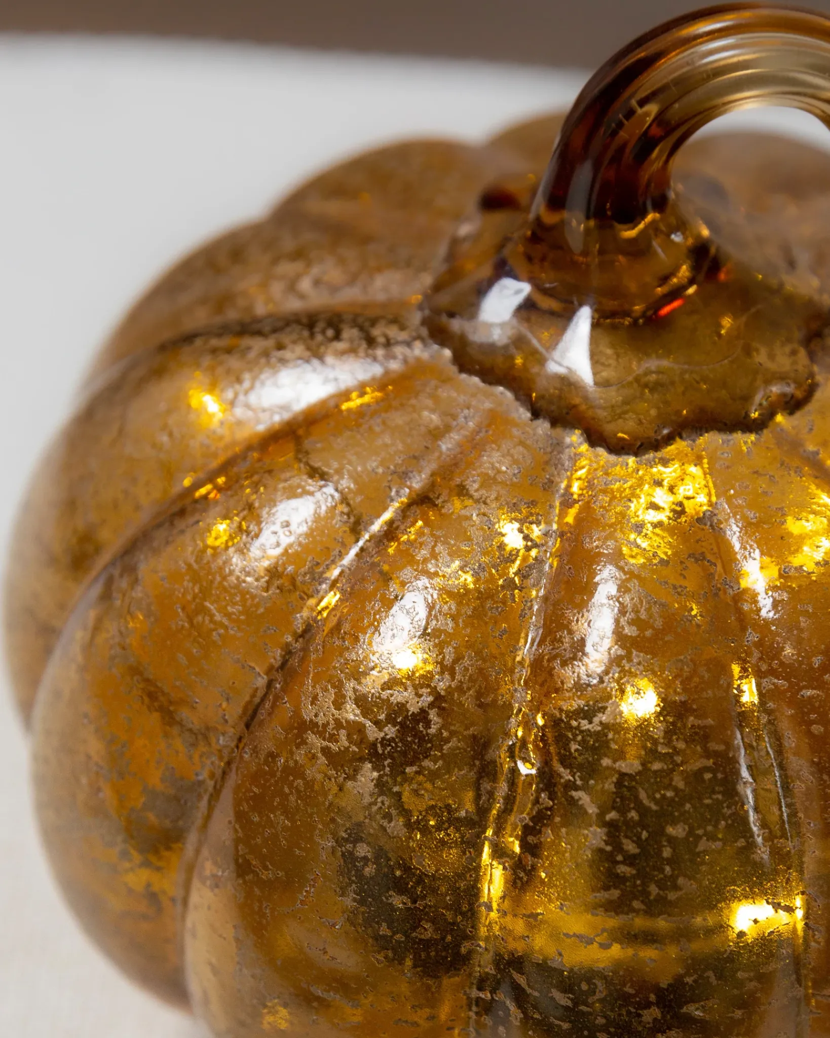 New Glowing Glass Pumpkins - Set Of 3 Decorative Accents