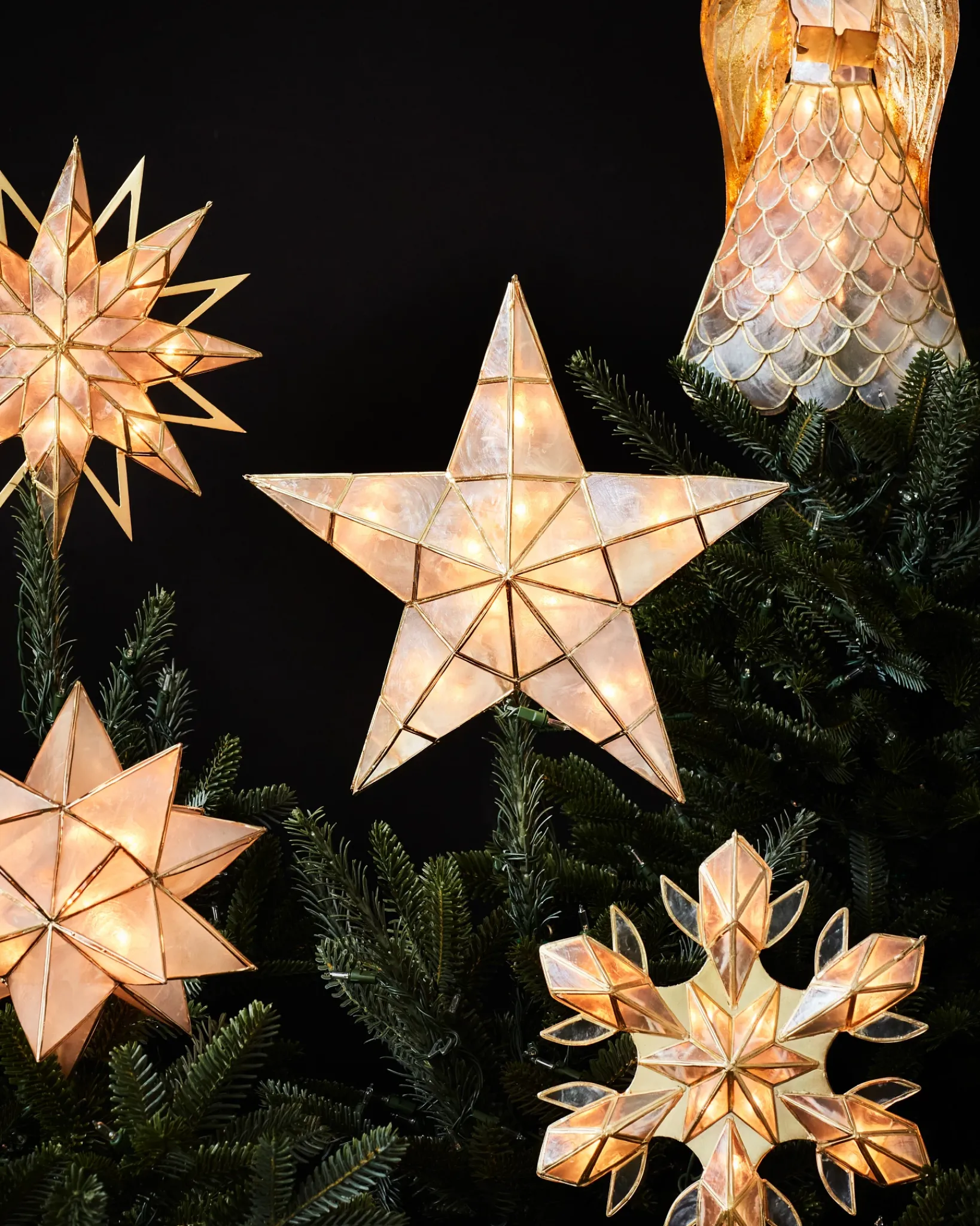 Online Lit Capiz Star Tree Toppers Toppers
