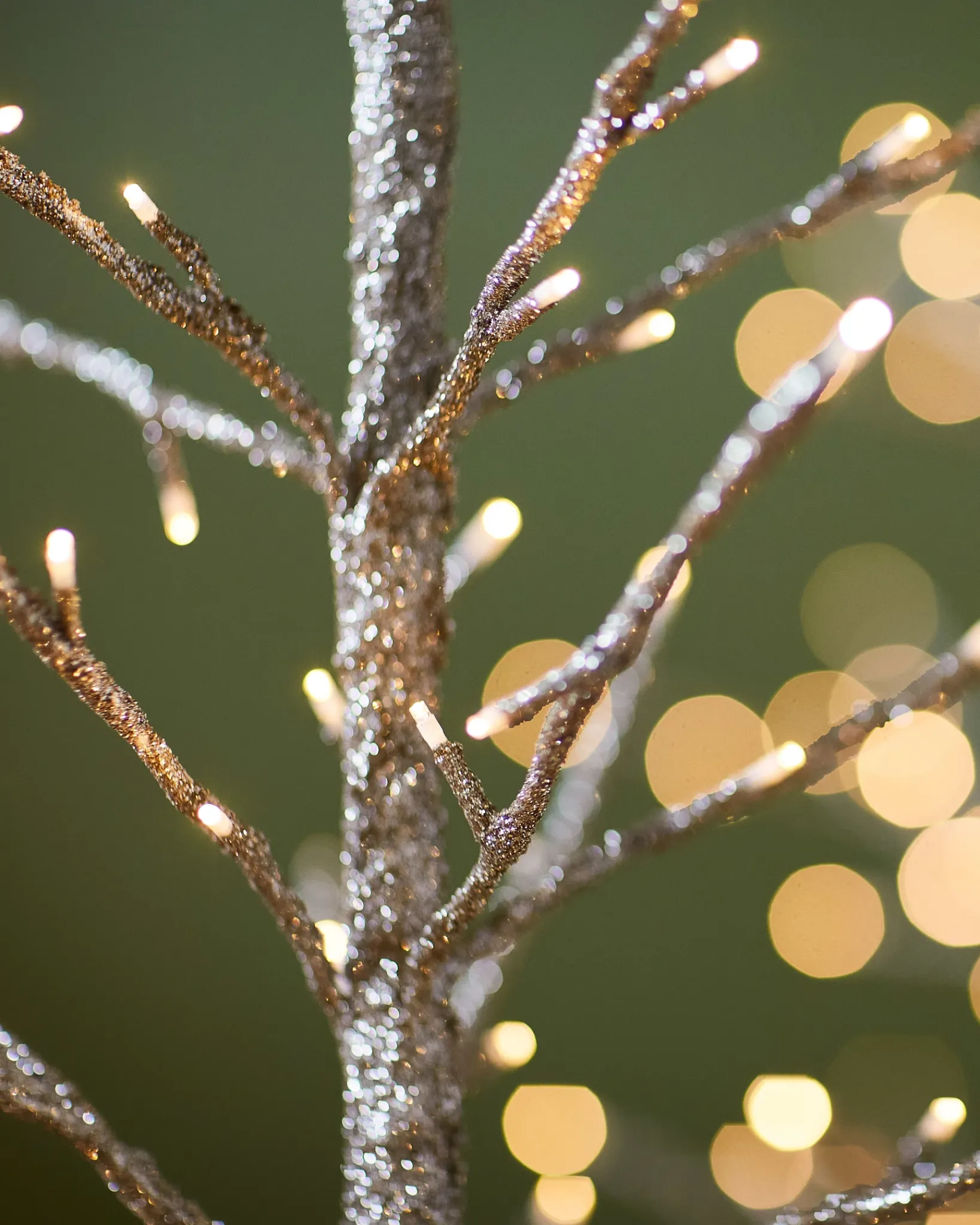 Hot Lit Champagne Glitter LED Trees Tabletop & Accent Trees