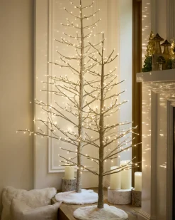 Hot Lit Champagne Glitter LED Trees Tabletop & Accent Trees