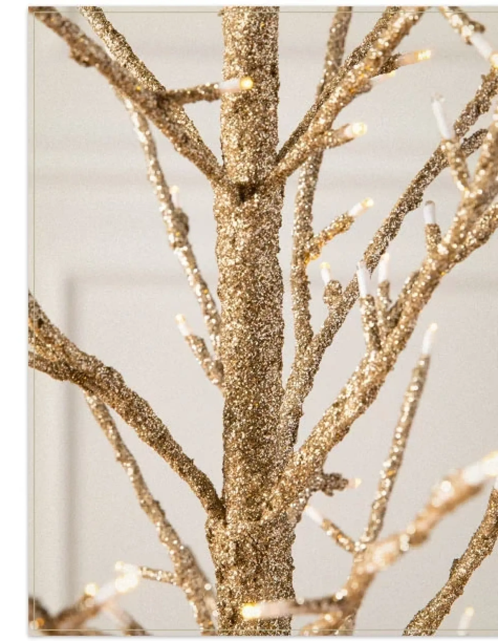 Hot Lit Champagne Glitter LED Trees Tabletop & Accent Trees
