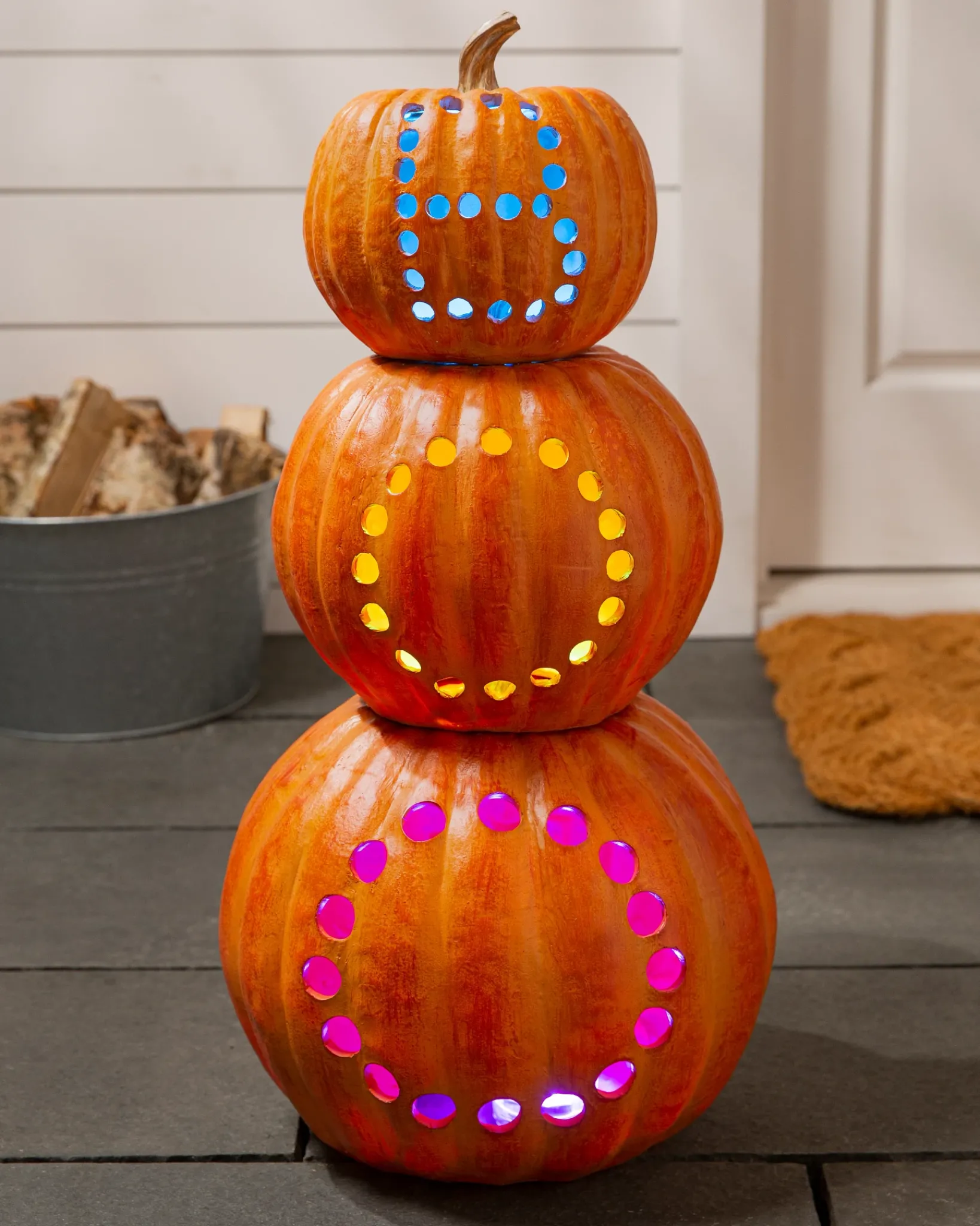 Clearance Lit Stackable Cut-Out Pumpkins Outdoor Safe