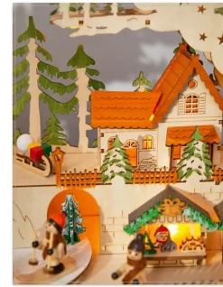 Clearance Lit Wooden Animated Scenes Decorative Accents