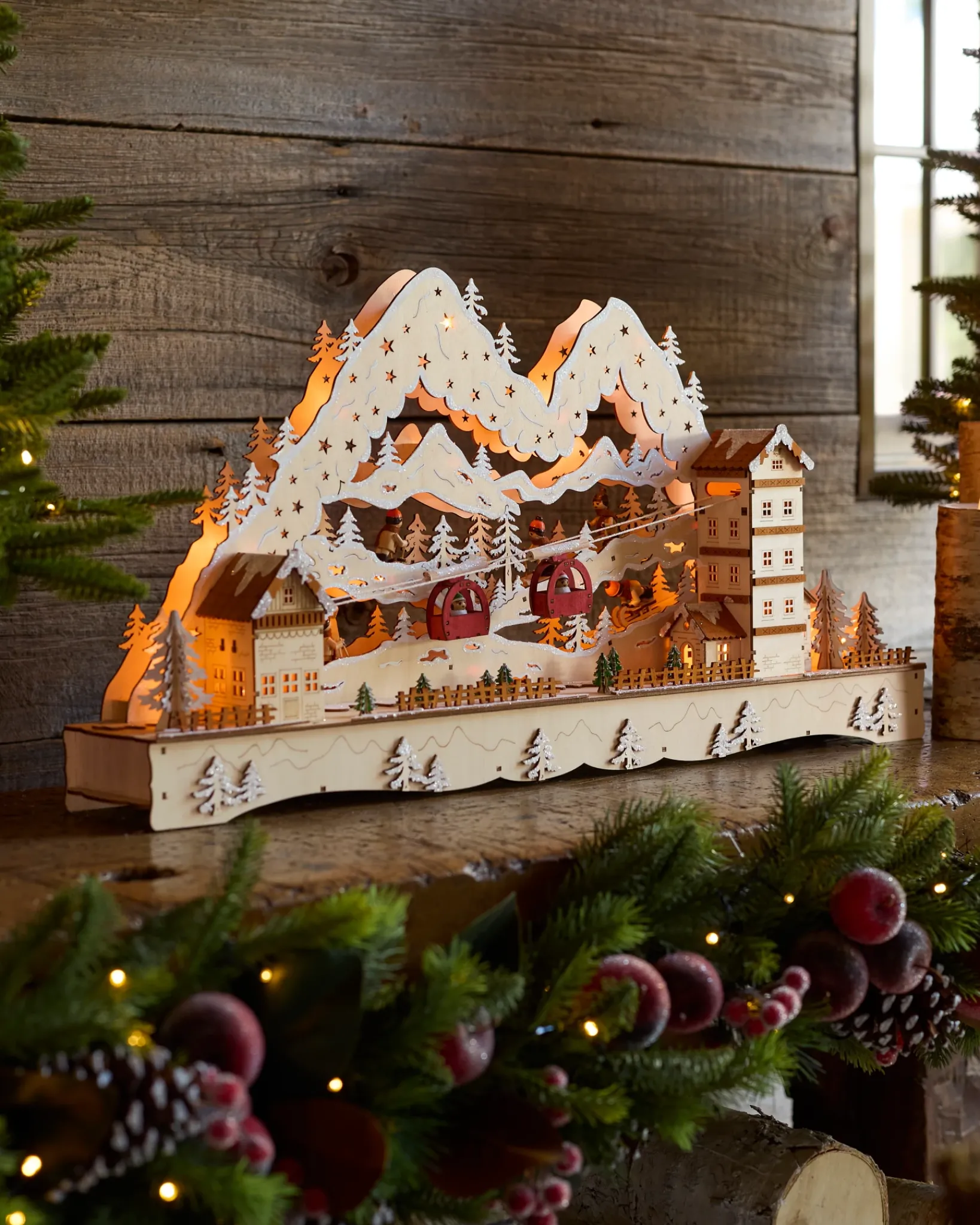 Clearance Lit Wooden Animated Scenes Decorative Accents