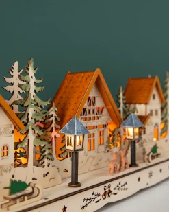 Best Lit Wooden Christmas Mantel Villages Decorative Accents