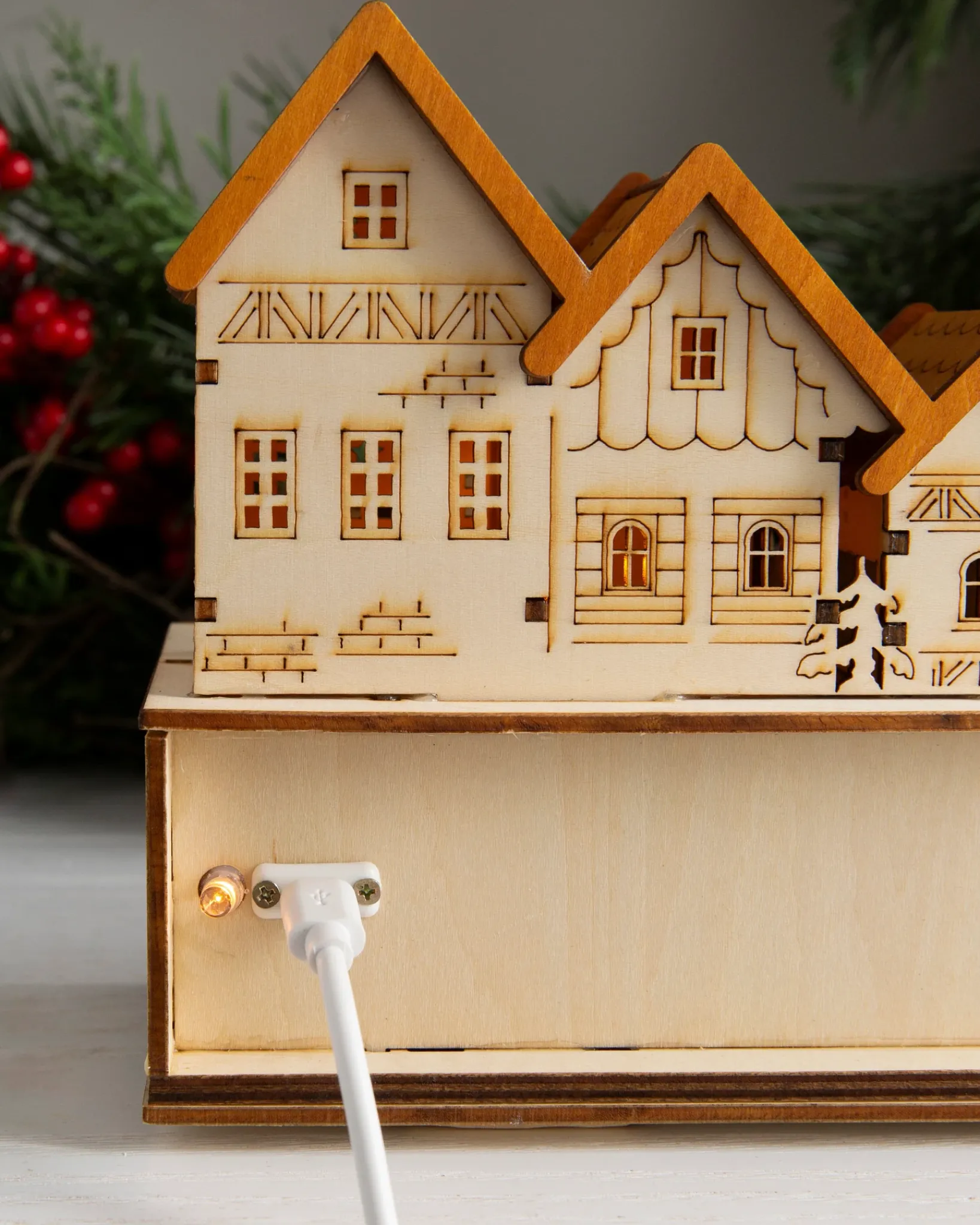 Best Lit Wooden Christmas Mantel Villages Decorative Accents