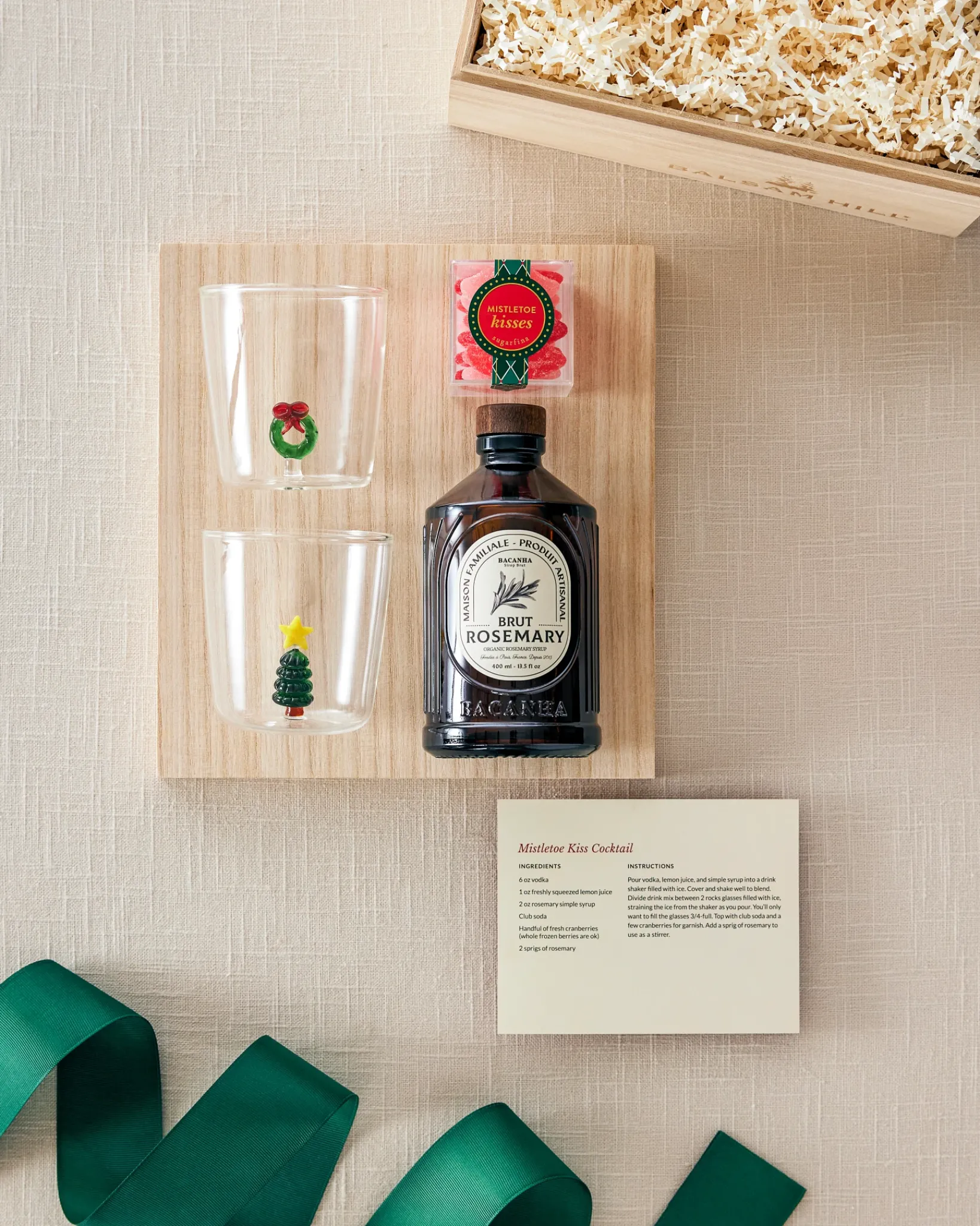 Best Mistletoe Kiss Cocktail Gift Box Platters & Drinkware|Holiday Gourmet Gifts