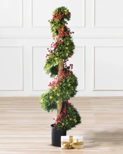Clearance Outdoor Beacon Hill Cypress Artificial Christmas Topiaries Outdoor Safe