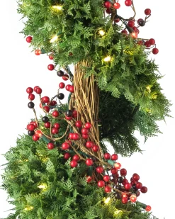 Clearance Outdoor Beacon Hill Cypress Artificial Christmas Topiaries Outdoor Safe