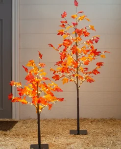 Outlet Outdoor LED Lit Autumn Maple Trees Decorative Accents|Outdoor Safe
