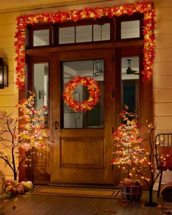 Outlet Outdoor LED Lit Autumn Maple Trees Decorative Accents|Outdoor Safe
