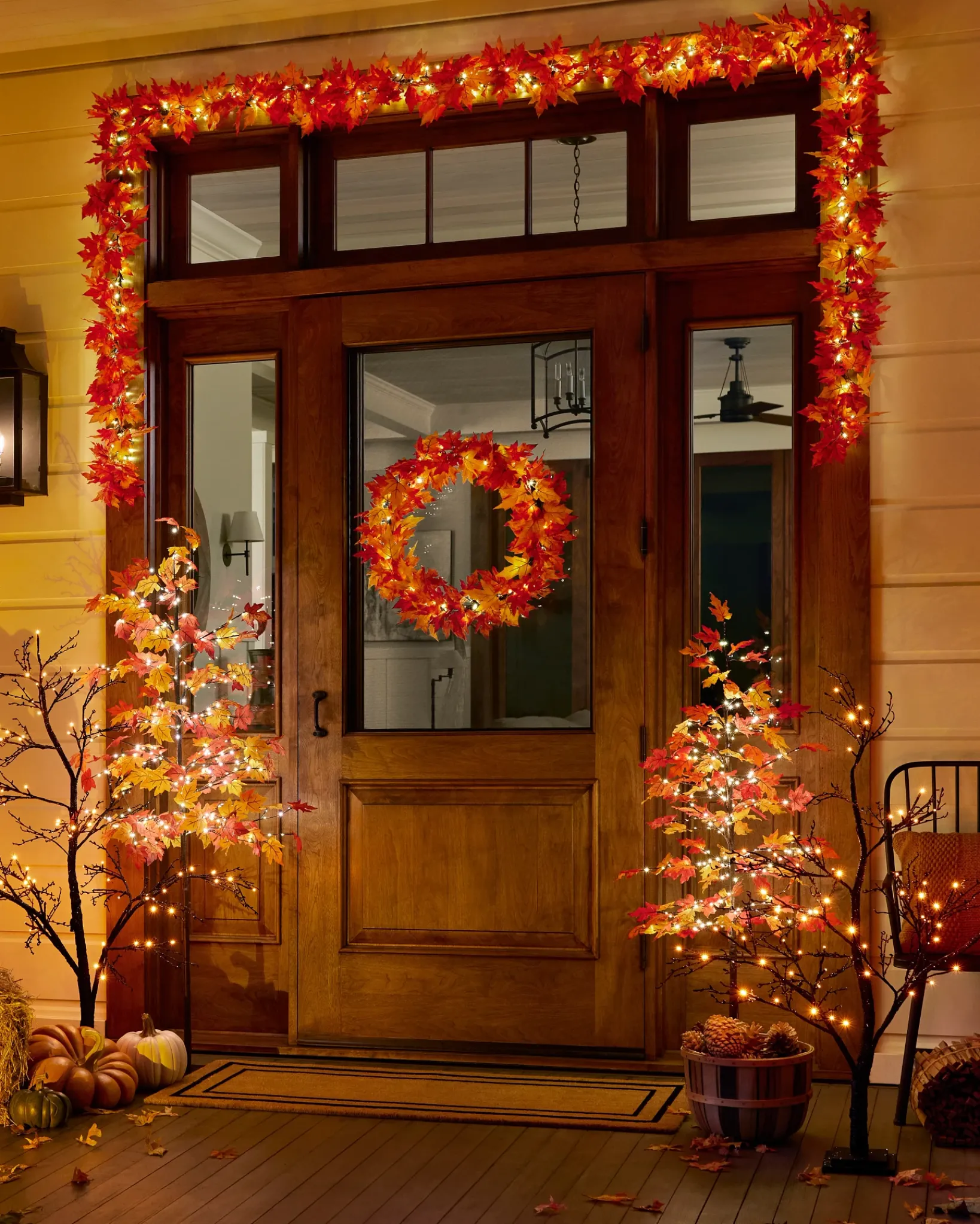 Outlet Outdoor LED Lit Autumn Maple Trees Decorative Accents|Outdoor Safe