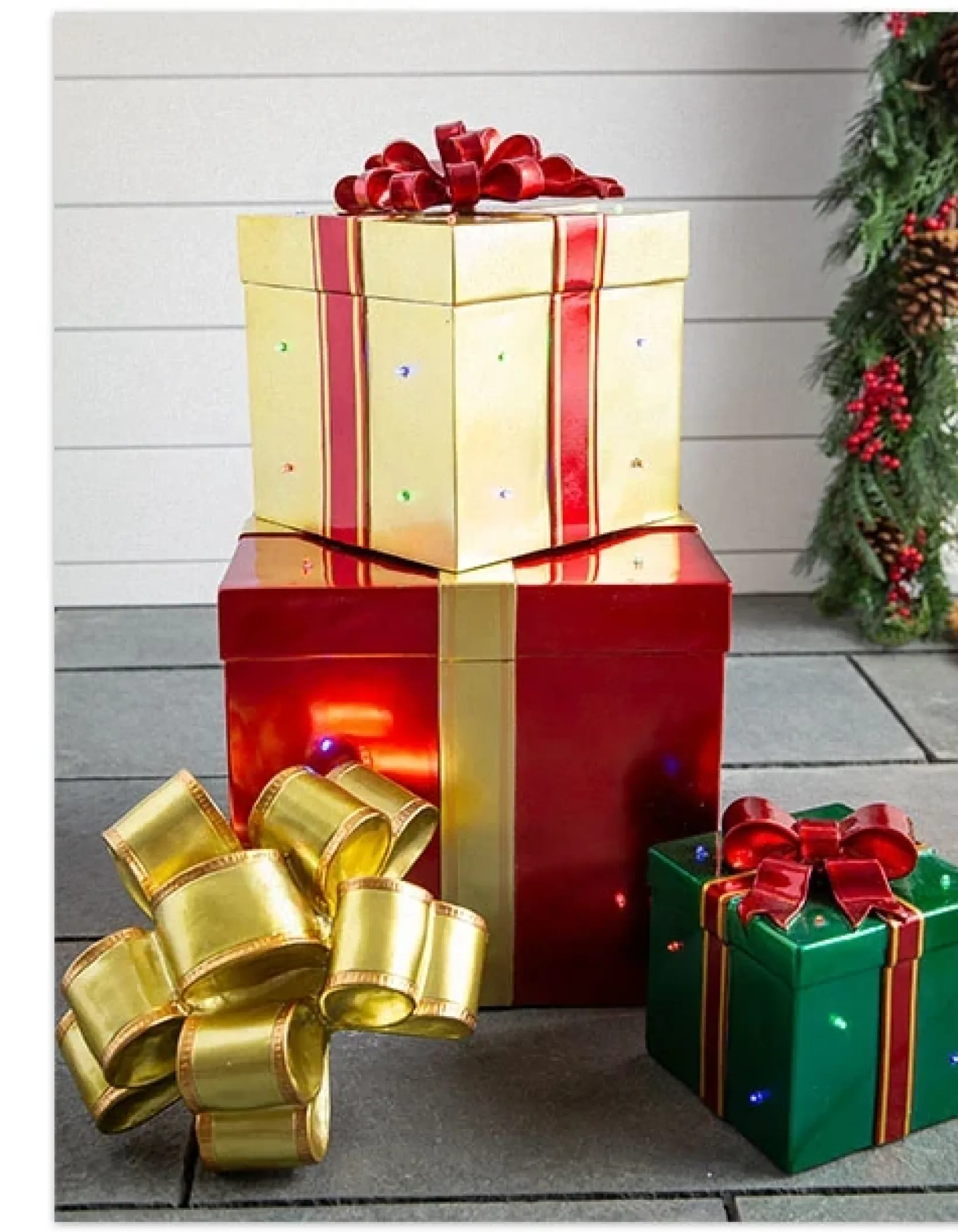 Online Outdoor Lit Stackable Christmas Gifts Yard Decorations