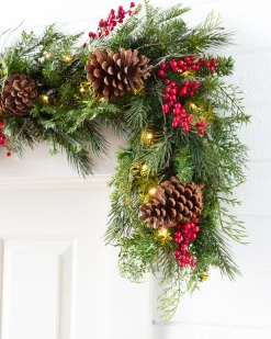 Online Outdoor Red Berry Pine Foliage 18 - 24 Inch|Pre-Lit
