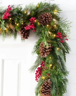 Online Outdoor Red Berry Pine Foliage 18 - 24 Inch|Pre-Lit