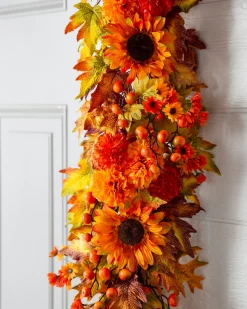 Clearance Outdoor Sunburst Mums Foliage Wreaths|Outdoor Safe