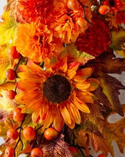 Clearance Outdoor Sunburst Mums Foliage Wreaths|Outdoor Safe