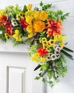 Hot Outdoor Sunrise Dahlia Foliage Garlands|Swags & Hanging Baskets