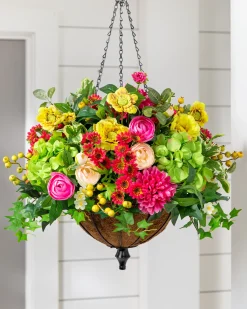 Clearance Outdoor Vivid Blooms Foliage Wreaths|Swags & Hanging Baskets