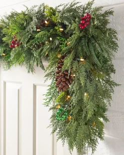 New Outdoor Winter Evergreen Foliage 18 - 24 Inch|Pre-Lit