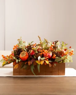 Hot Persimmon & Pinecone Foliage Garlands|Topiaries & Potted Flowers