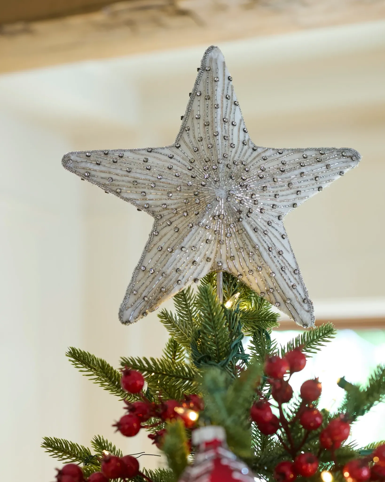 Hot Radiant Star Beaded Christmas Tree Topper Toppers