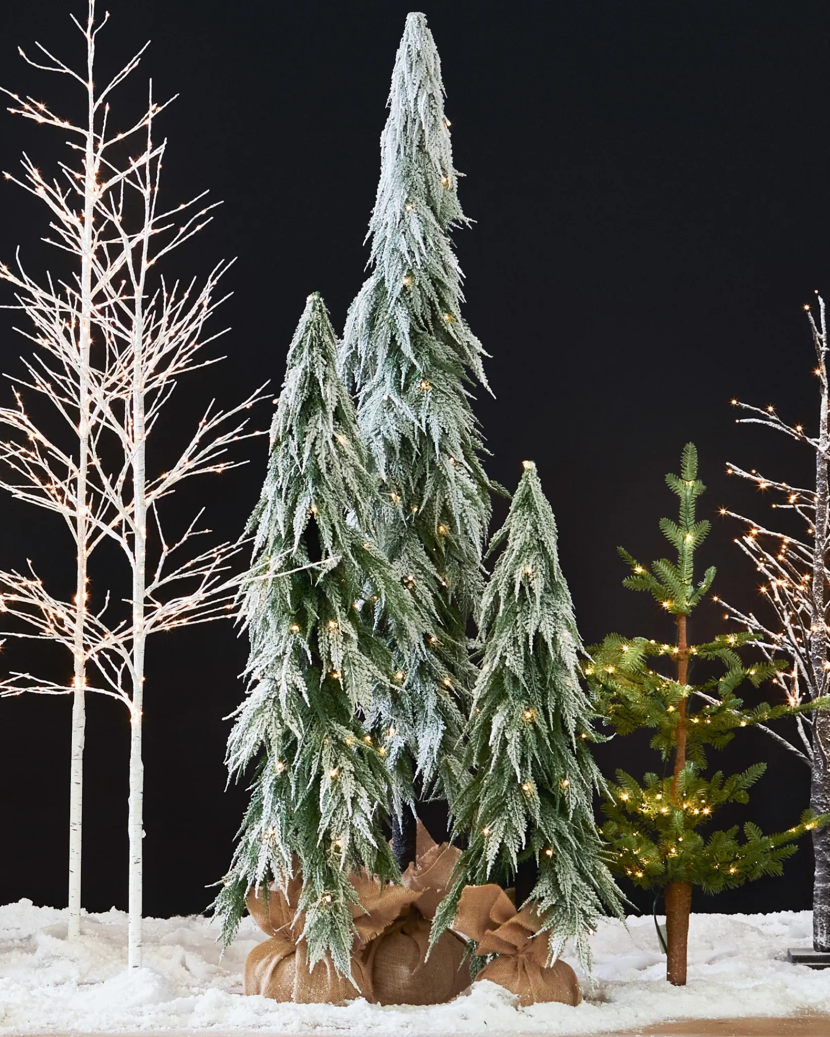 Hot Snowfall Downswept Trees Tabletop & Accent Trees