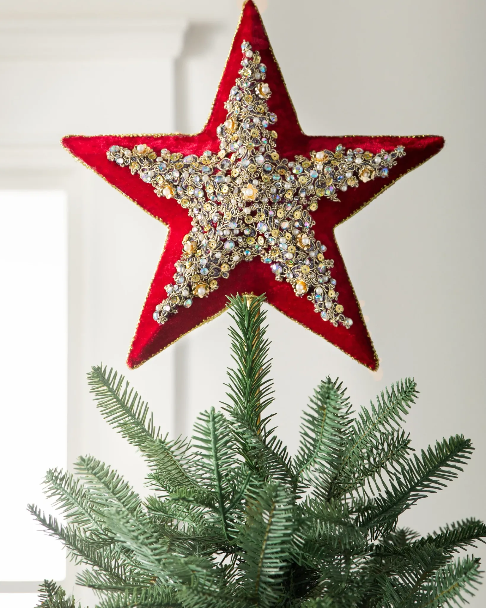 New Star Beaded Christmas Tree Topper Toppers