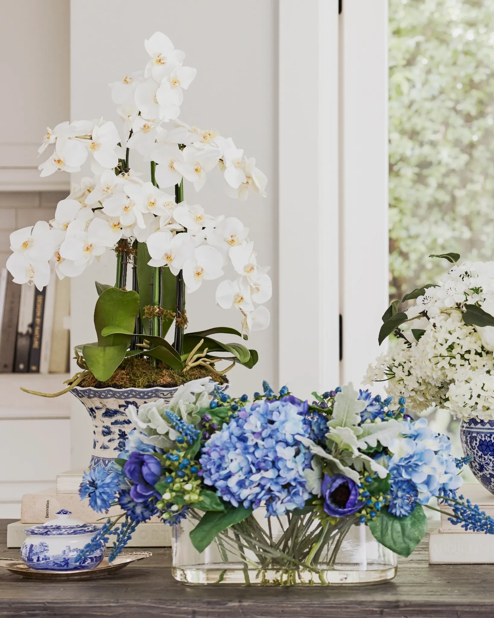 Sale White Phalaenopsis Orchids Foliage Flower Arrangements|Topiaries & Potted Flowers