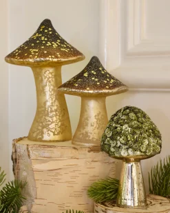 Outlet Woodland Glass Mushrooms Decorative Accents